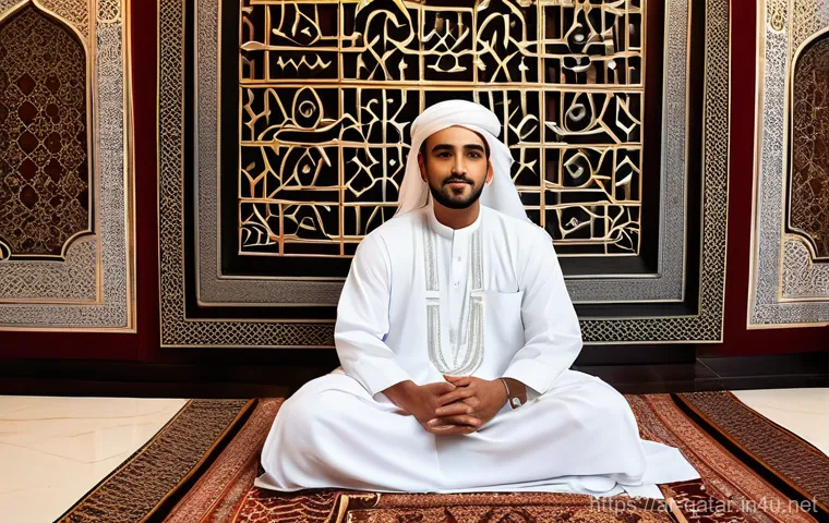 카타르 전통 음악가 - **Prompt:** A dignified Qatari male musician in traditional thobe and ghutra, seated gracefully with...