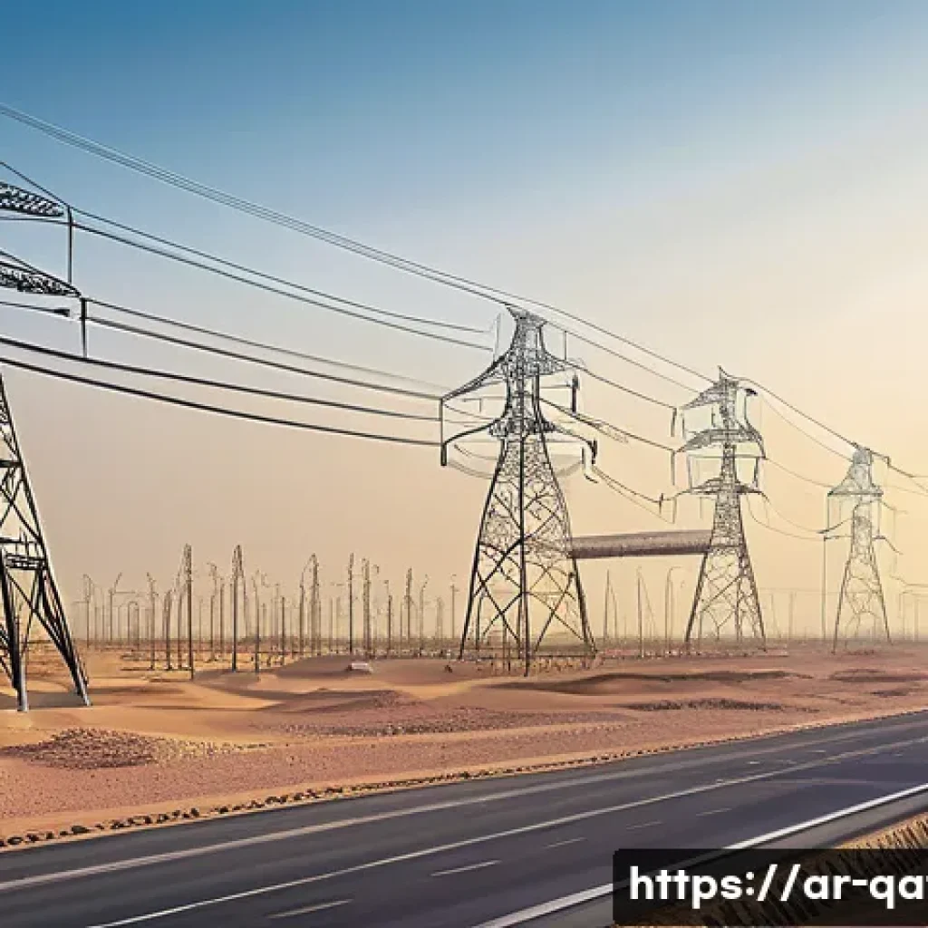 카타르와 사우디아라비아 관계 - A vibrant and detailed illustration of a large-scale joint energy infrastructure project between Qat...