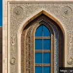 카타르의 주요 건축물 발전사 - A stunning modern architectural scene in Doha, Qatar, showcasing a high-rise skyscraper with traditi...