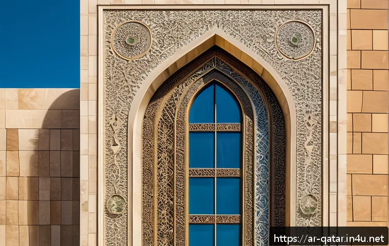 카타르의 주요 건축물 발전사 - A stunning modern architectural scene in Doha, Qatar, showcasing a high-rise skyscraper with traditi...